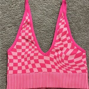 Pink Checkered Crop Top